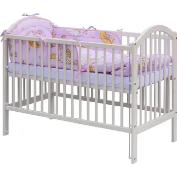 Scarlett Postýlka bílá borovice 120 x 60 cm s kompletní výbavou Mráček Růžová