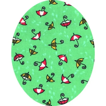 Nažehlovací záplaty oválky s potiskem - deštníky zelené