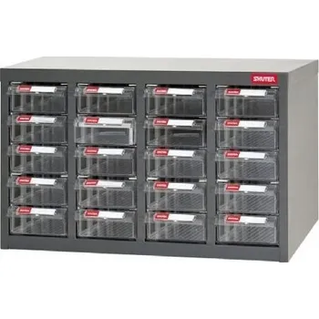 Galvanizovaný kovový organizér pro dílenský materiál a díly s 20 zásuvkami - ST2-420