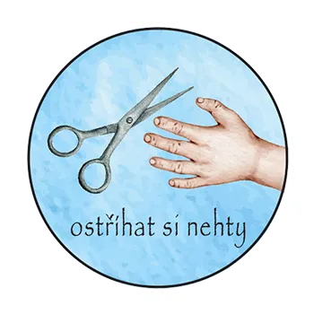 magnetka pro dítě Magnetka pro děti – Ostříhat si nehty, ručně malovaná, 37 mm