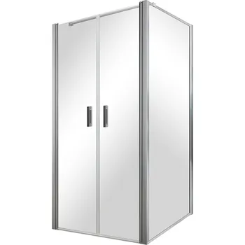 Roltechnik Outlet Dvoukřídlé sprchové dveře BADEN II s pevnou stěnou BADEN - bez vaničky Varianta: šířka dveří: 80 cm, šířka pevné stěny: 90 cm, orientace: Univerzální - (BADEN II/80_BADEN/90), Barva profilů a typ výplně: profily: brillant, výplň: transpa