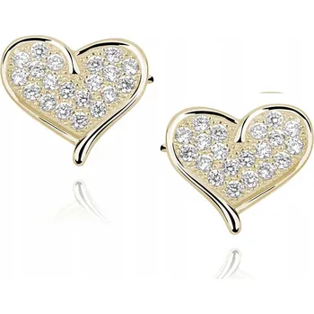 Náušnice Lafira stříbrné pozlacené náušnice Heart Devoted Z1048EG (puzety)