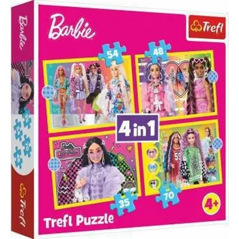 česací hlava Trefl Puzzle 4v1 Šťastný svět Barbie 28,5x20,5 cm