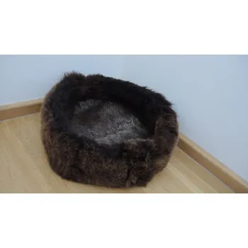pelíšek pro malé zvíře Kožešinový pelech pro psa nebo kočku hnědý