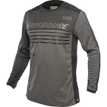 cyklistický dres Fasthouse Classic Mercury Long Sleeve Jersey Black Heather Charcoal Heather Velikost: 3XL