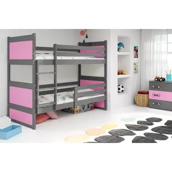 Dětská postel Nábytek PEGAS s.r.o. Dětská patrová postel RICO 80x190 cm, včetně matrací, Grafit/Růžová