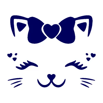 Samolepící dekorace SAMOLEPKA Kočka 039 s mašličkou (23 - tmavě modrá) NA AUTO, NÁLEPKA, FÓLIE, POLEP, TUNING, VLASTNÍ TEXT, TISK, AUTOSAMOLEPKY.cz, POLEPY, OBRÁZEK, LOGO, SAMOLEPKY