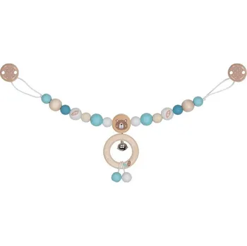 Dřevěná hračka Řetěz do kočárku dřevěný - Modrý s medvídkem (Goki)