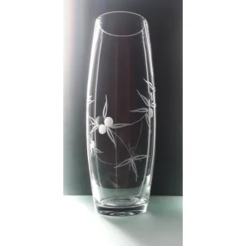 Váza křišťálová váza 26,5cm s rytinou bobule - ručně ryté (broušené), dárek pro ženu