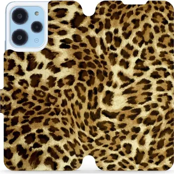 Pouzdro na mobilní telefon Flipové pouzdro Mobiwear - Xiaomi Redmi 12 - VA33P Leopardí vzor (Knížkové flip pouzdro, obal, kryt na mobil Xiaomi Redmi 12 - VA33P Leopardí vzor, materiál Umělá kůže + TPU - ochrana 360°, stojánek, silikonová vanička, magnetické zavírání)