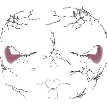 Odstranitelné tetování Rozbitá porcelánová panenka 2 - halloweenské nalepovací tetování na obličej