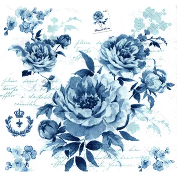 Papírový ubrousek UBR-F49, Ubrousek, 16x16 cm, MODRÁ RŮŽE, 1 kus