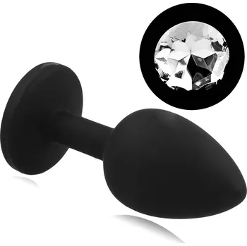 Anální šperk LOLO silikonový anální kolík s bílým diamantem černý
