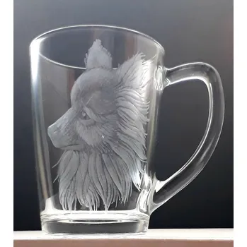 Hrnek skleněný na čaj 250ml s rytinou pejska - ručně ryté (broušené), dárková krabička