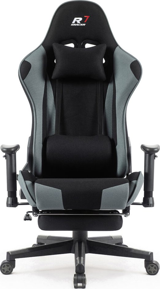 Herní židle k PC Sracer R7 s područkami a podnožkou nosnost 130 kg černá-šedá