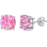 Silvego Stříbrné náušnice s růžovým syntetickým opálem JJJEBP302004 + 2 měsíce na vrácení zboží