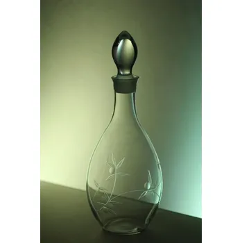 Sklenice lahev na víno 1l s rytinou bobule - ručně ryté (broušené)