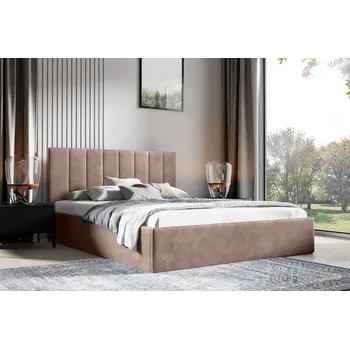 Postel Eka Čalouněná postel LENY 120x200 cm Barva látky Trinity: (2307) Hnědá, Úložný prostor: Bez úložného prostoru