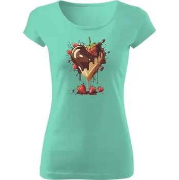 Dámské tričko Tričko s potiskem Čokoládové srdce s jahodami dámské