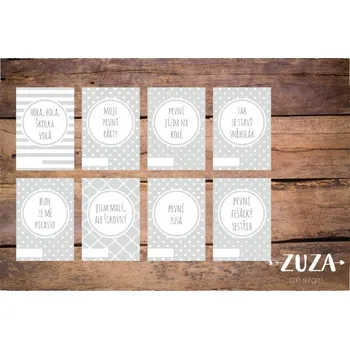 Pokračovací milníkové kartičky (35 ks) - Šedé (Unisex)