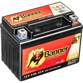 Motobaterie baterie gelová 12V, YB4L-B, 4Ah, 35A, BANNER Bike Bull GEL 120x70x91