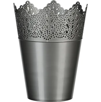 Obal na květináč Koronka střední 2V, obal na orchideje Barva: Stříbrná