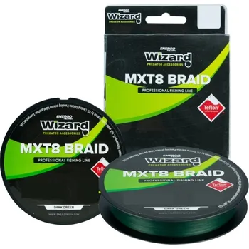 WIZARD - Pletená šňůra NMXT8 Braid Tmavě zelená 0,10 mm 150 m