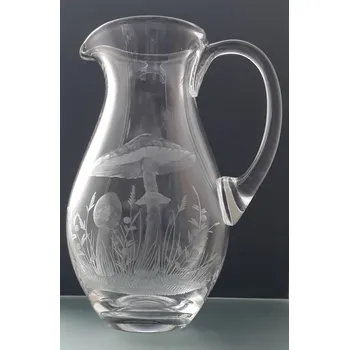 džbán 1,5l s rytinou hub - ručně ryté (broušené) dárek pro houbaře