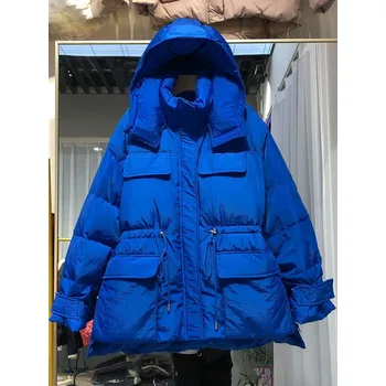 Dámská parka Zimní parka v jasných barvách Barva: Modrá, Velikost: M