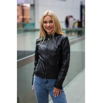 Dámská casual bunda Černá kožená bunda GWJoanne Velikost XXL