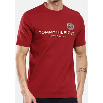 Pánské vínové triko Tommy Hilfiger - Velikost S, Barva Červená 54153 MW0MW29388
