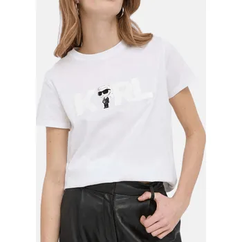 Dámské tričko Dámské bílé triko Karl Lagerfeld - Velikost XS, Barva Bílá 55433 230W1706066
