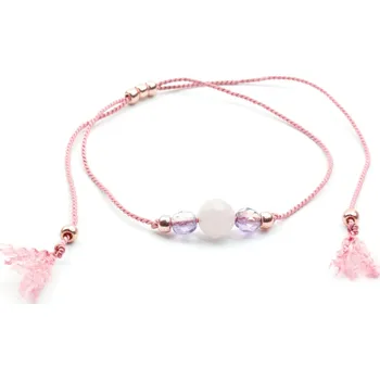 Náramek Moni náramek hedvábí dark pink s broušeným růženínem