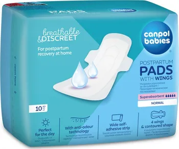 Hygienické vložky Canpol babies Breathable & Discreet poporodní vložky s křidélky noční