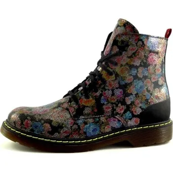 Dámská zimní obuv Selma 8 dírkové black flower 13D02K2 barevná, velikost 37