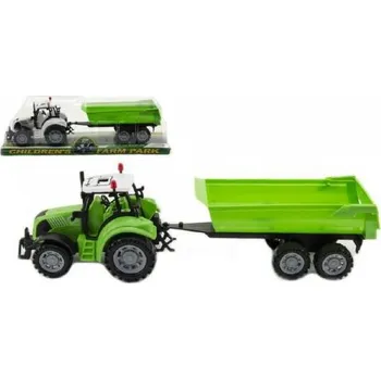 Hračka Teddies Traktor s vlekem a výklopkou plast 35 cm na setrvačník