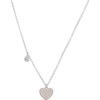 Náhrdelník Dámský stříbrný náhrdelník s pozlaceným srdíčkem STNAH151F