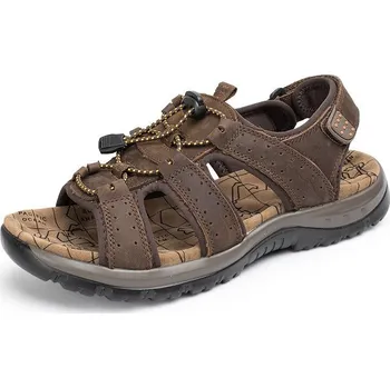 Dámské sandále Kožené pánské sandály páskové se vzorovanou stélkou Barva: Tmavě Hnědá, Velikost: 42