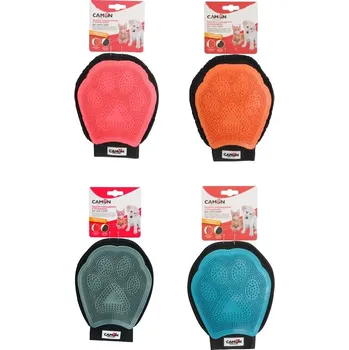 Kartáč pro zvířata CAMON VYČESÁVACÍ A MASÁŽNÍ RUKAVICE MIX BAREV