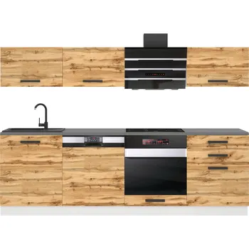 Kuchyňská linka Kuchyňská linka Belini Premium Full Version 240 cm dub wotan s pracovní deskou LINDA TOR LINDA/0/WT/DW/B/B1