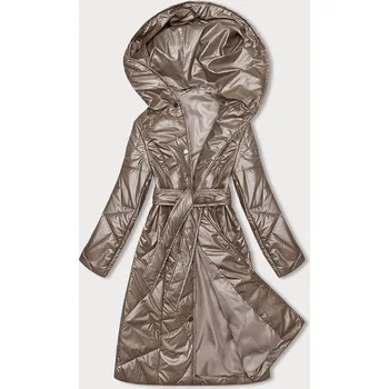 Prošívaná bunda v barvě cappuccino na patentky (B8179-12) odstíny béžové XXL (44)