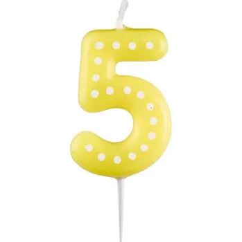 Dortová svíčka Svíčka žlutá s puntíky - 5