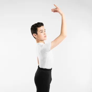 DOMYOS Chlapecké tričko na balet s krátkým rukávem bílé 16 LET BÍLÁ