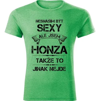 Pánské tričko tričko se jménem HONZA zelený melír S