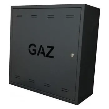 Revizní dvířka Revizní skříňka na plyn 600x600x250 antracit se spodním otvorem a nápisem GAZ