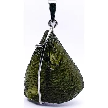 Přívěsek Stříbrný přívěsek s vltavínem 3,2 cm x 2,7 cm