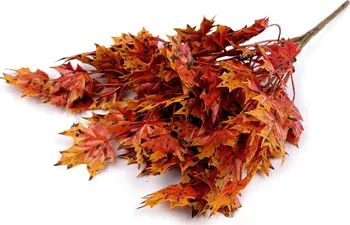 Umělá květina Stoklasa Umělá větvička podzimní javor 39 cm tmavě oranžová