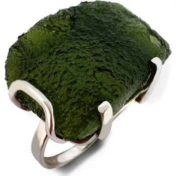 Prsten Stříbrný prsten s neopracovaným vltavínem 2,3 cm x 1,2 cm