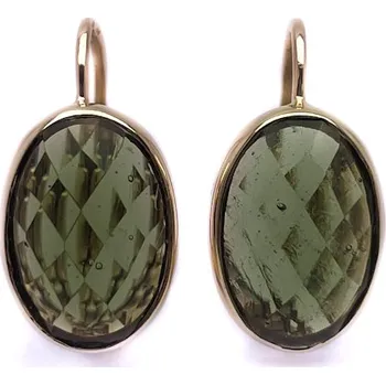 Náušnice Vltavín Moldavite Zlaté náušnice s broušeným vltavínem