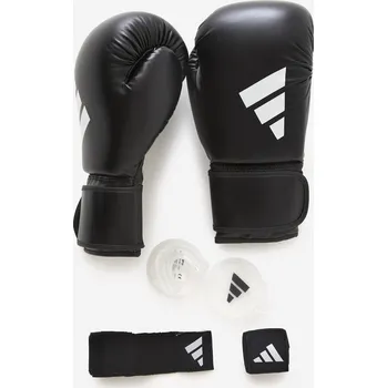 Boxerské rukavice DOUBLE D Sada na box Adidas V2 (rukavice + bandáž +chránič zubů) 12 OZ ČERNÁ